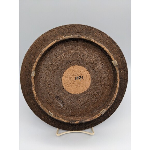 VTG Bitossi Ashtray Round Bowl Brown Mustard Glaze 60s 70s Italy Brutalist 10.5" - Picture 6 of 16